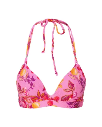 Sutien de baie cu cupe triunghiulare si model, Multicolor