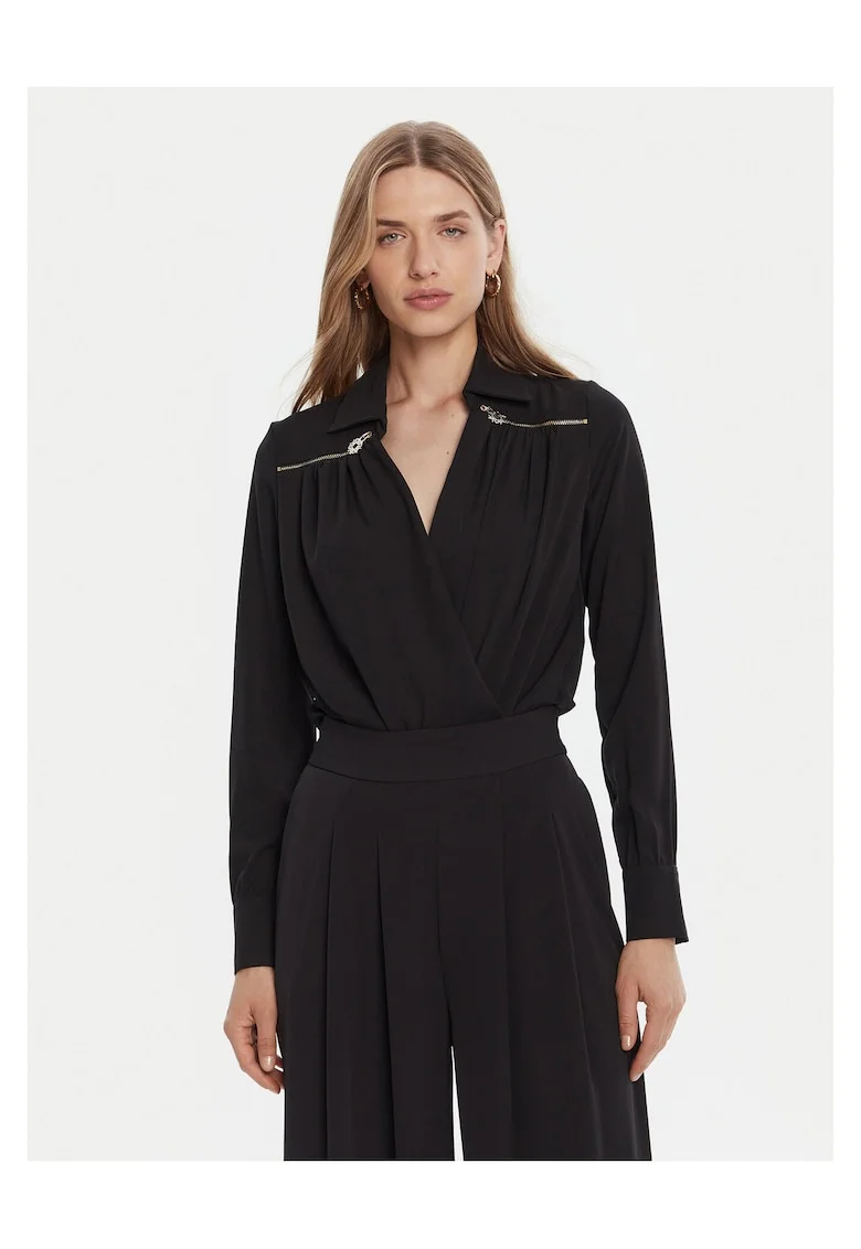 Body de dama  negru, cu guler