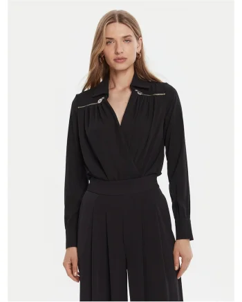 Body de dama  negru, cu guler