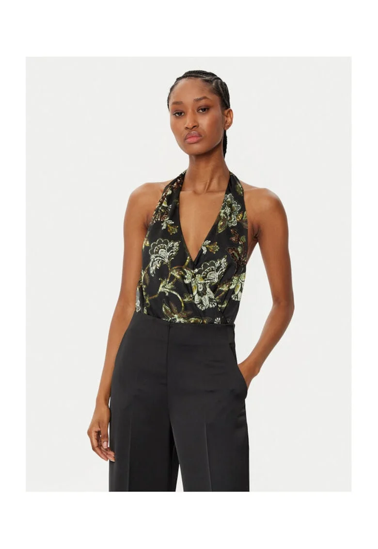 Body dama  negru cu imprimeu colorat