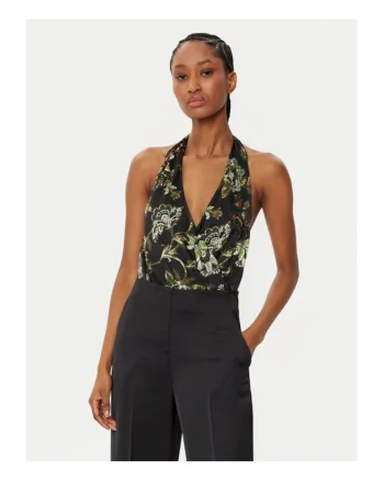 Body dama  negru cu imprimeu colorat
