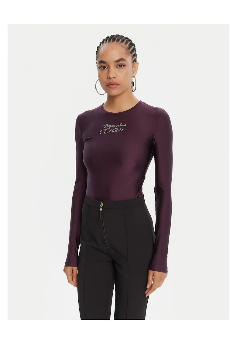 Body de dama  violet, maneci lungi