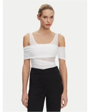 Body dama  alb, din material elastic