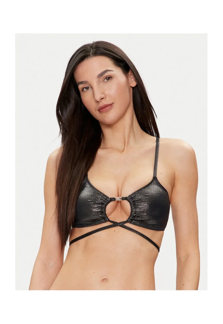 Sutien de baie dama,  negru, model stralucitor