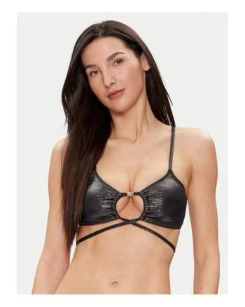 Sutien de baie dama,  negru, model stralucitor