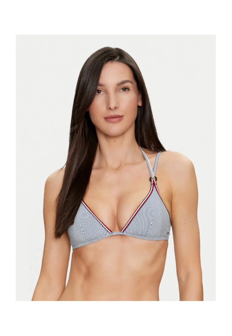 Sutien de baie dama,  albastru, alb, material elastic