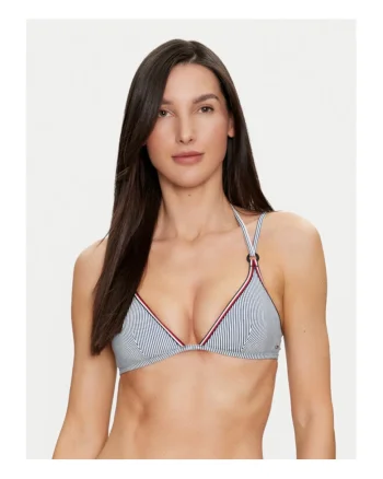 Sutien de baie dama,  albastru, alb, material elastic