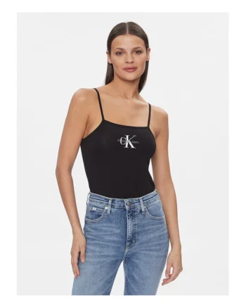 Body dama  negru, din material elastic, logo CK