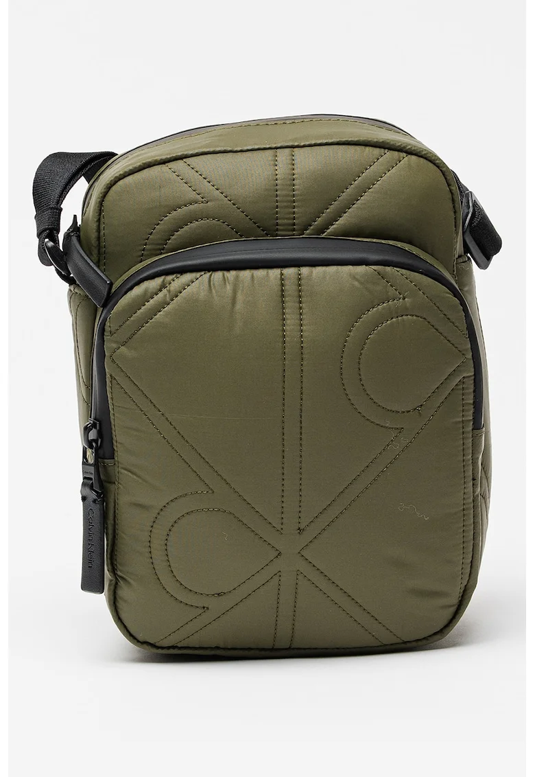 Geanta crossbody din material textil Puffer Report, Kaki pal