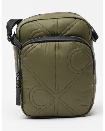 Geanta crossbody din material textil Puffer Report, Kaki pal