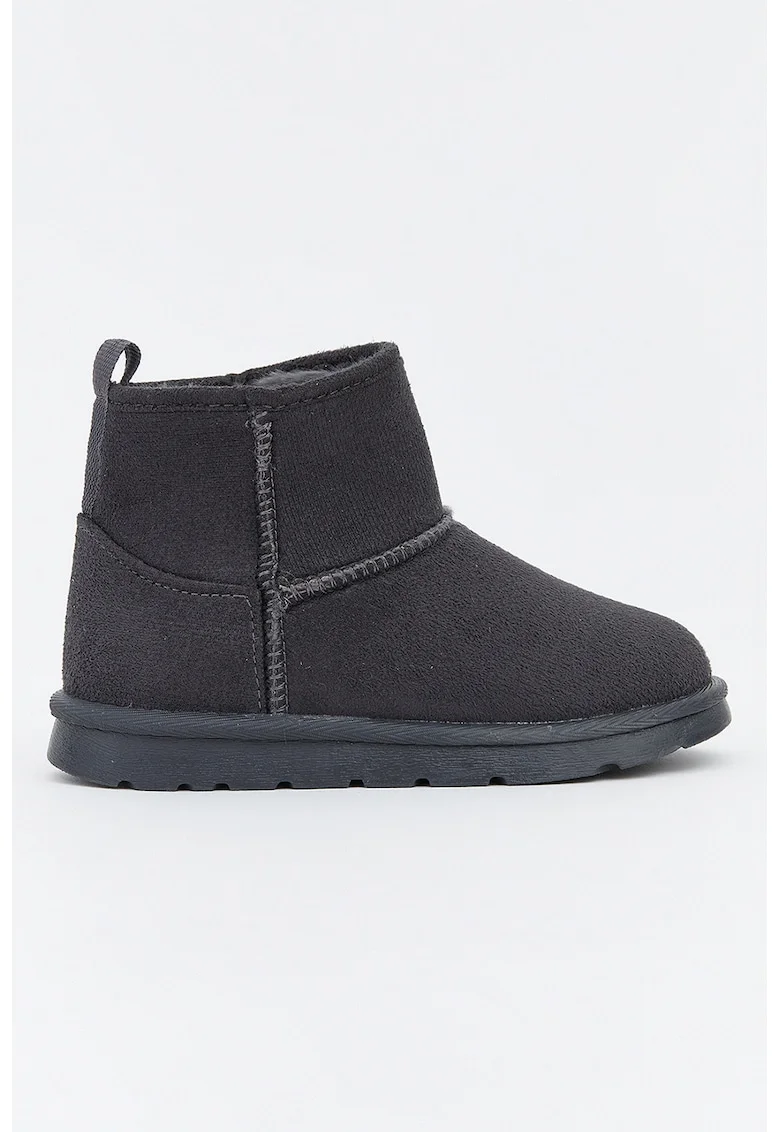 Ghete slip-on cu captuseala din blana sintetica, Gri antracit