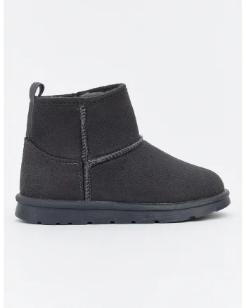 Ghete slip-on cu captuseala din blana sintetica, Gri antracit
