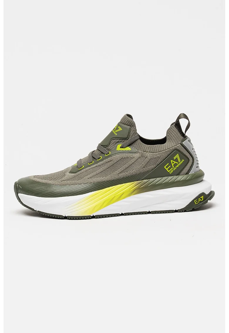 Pantofi sport slip-on cu insertii din plasa si model unisex, Verde