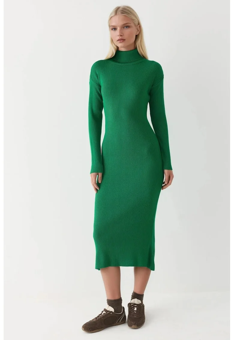 Rochie tricotata,  bodycon, verde,