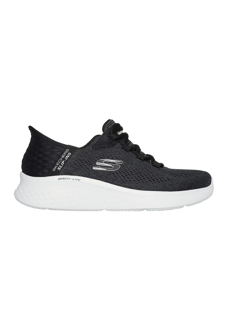 Pantofi sport Slip-Ins de piele ecologica cu sireturi, Negru