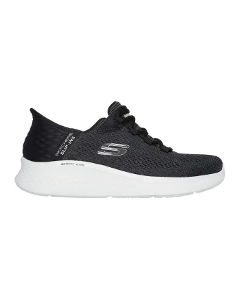 Pantofi sport Slip-Ins de piele ecologica cu sireturi, Negru