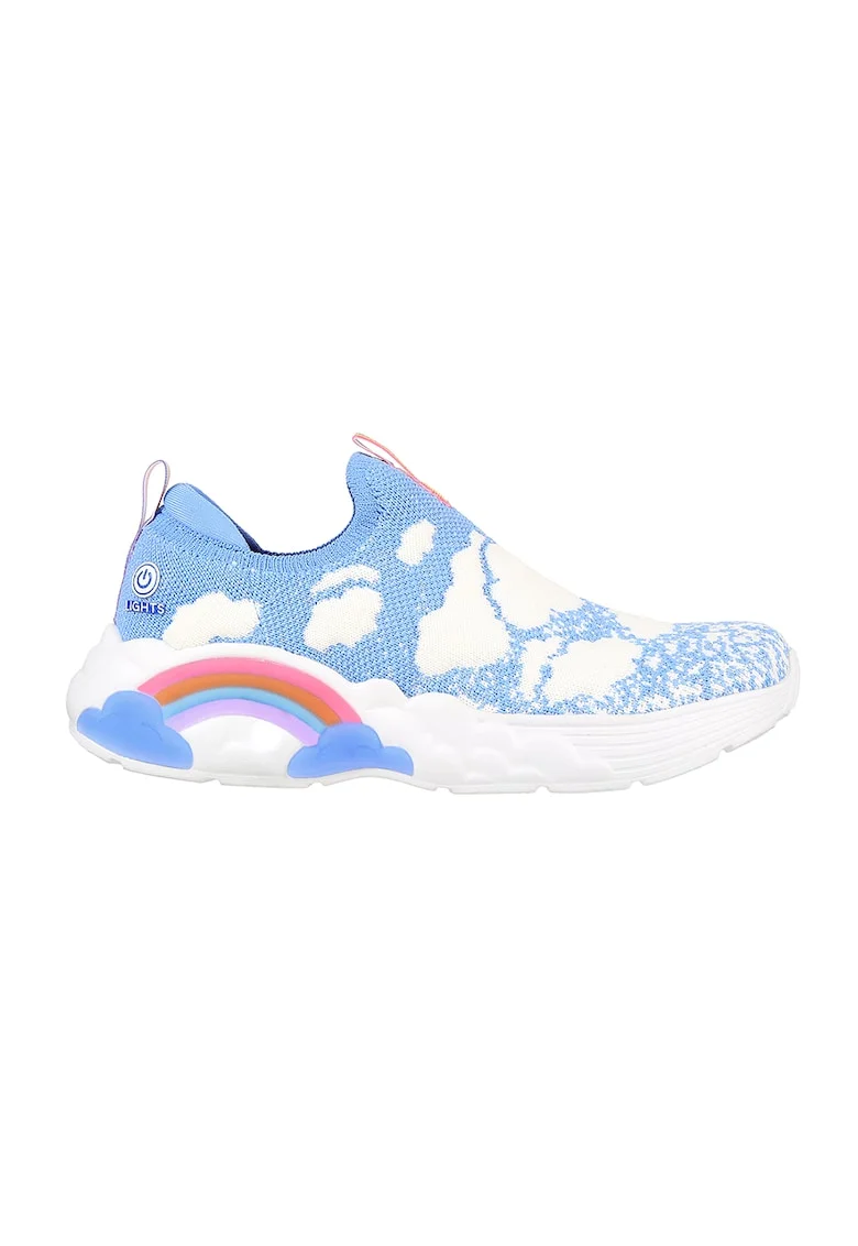Pantofi sport slip-on din material textil Rainbow Racer, Alb/Albastru lavanda