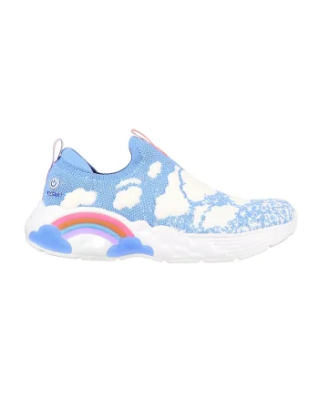Pantofi sport slip-on din material textil Rainbow Racer, Alb/Albastru lavanda