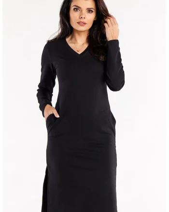 Rochie bodycon din bumbac cu slituri in partile laterale