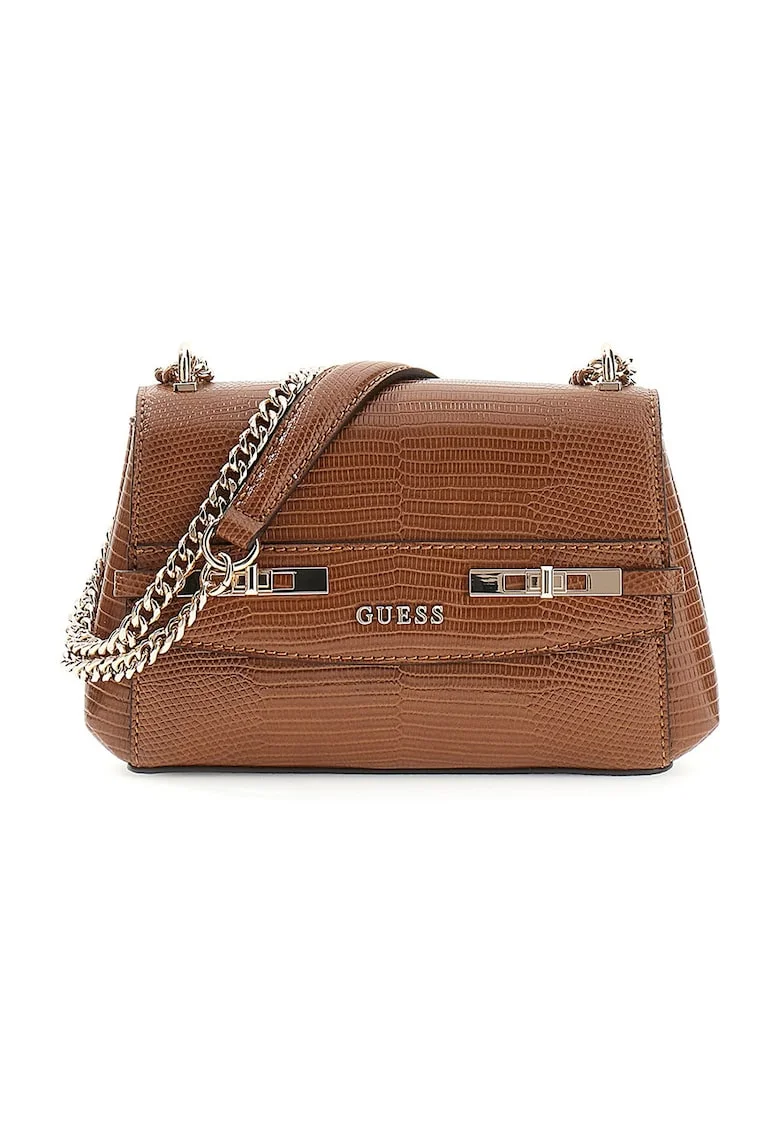 Geanta crossbody mica cu clapa Melinda, Maro cognac