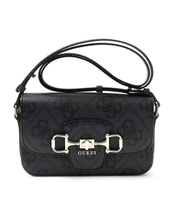 Geanta crossbody din piele ecologica cu model monograma Janie, Negru