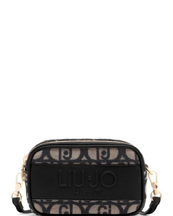 Geanta crossbody cu logo, Negru