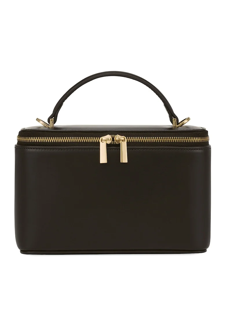 Geanta crossbody mica din piele, Maro cognac