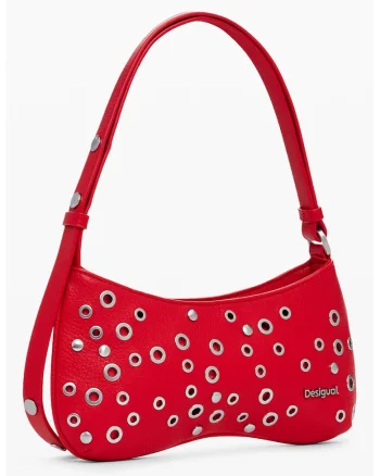 Geanta crossbody cu nituri, Rosu