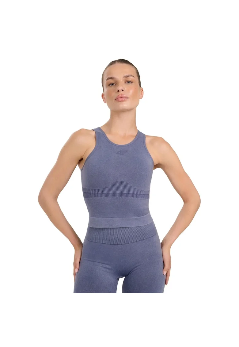 Maiou sport dama,  poliester, albastru, cu sutien incorporat, uscare rapida,
