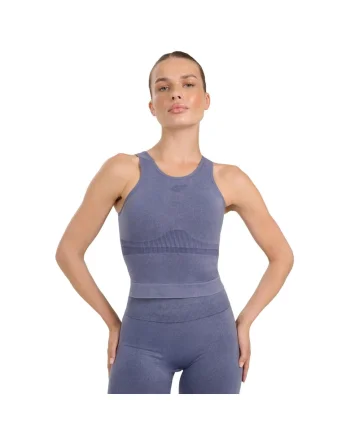 Maiou sport dama,  poliester, albastru, cu sutien incorporat, uscare rapida,
