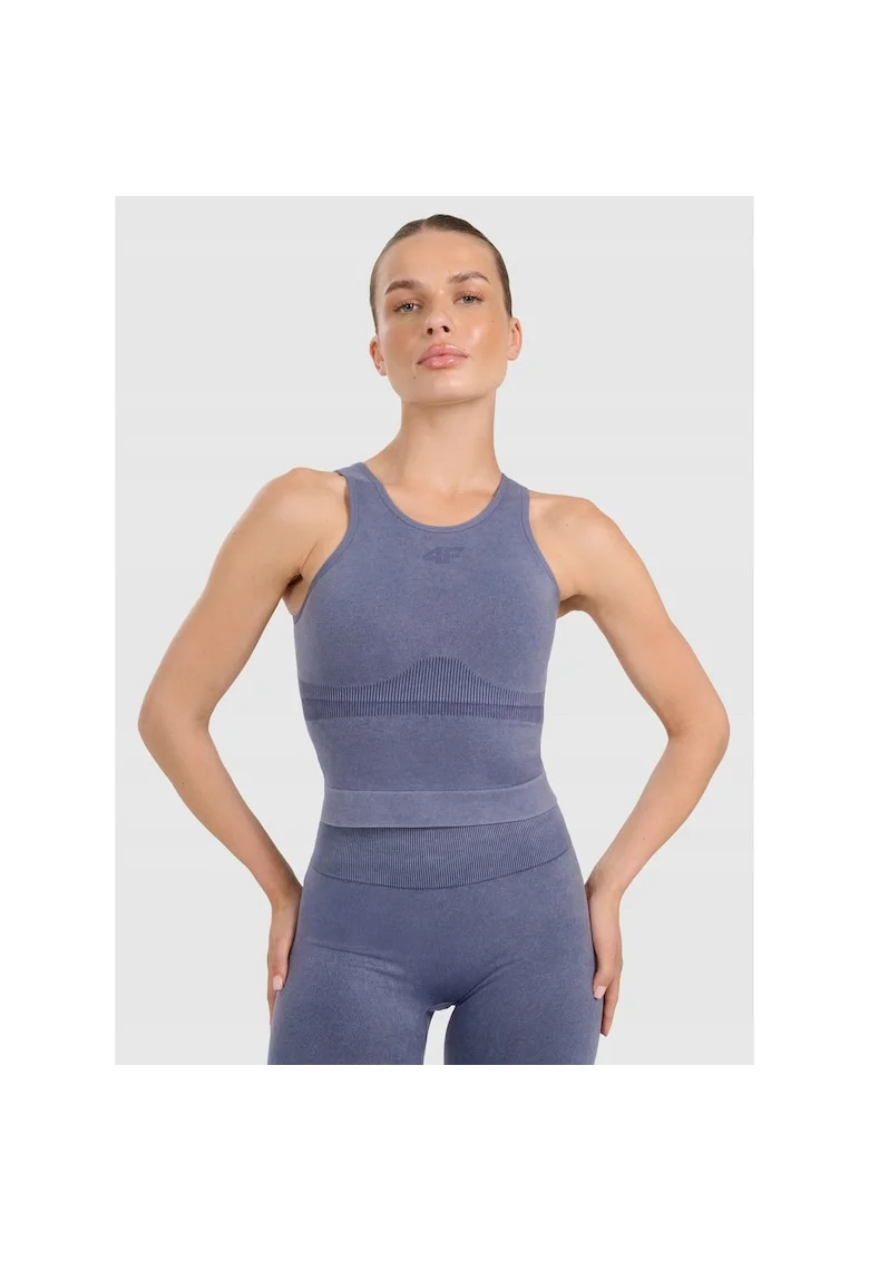 Top  pentru yoga si pilates, bleumarin, cu sutien incorporat, material elastic,