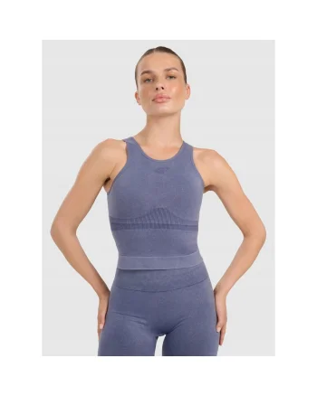 Top  pentru yoga si pilates, bleumarin, cu sutien incorporat, material elastic,