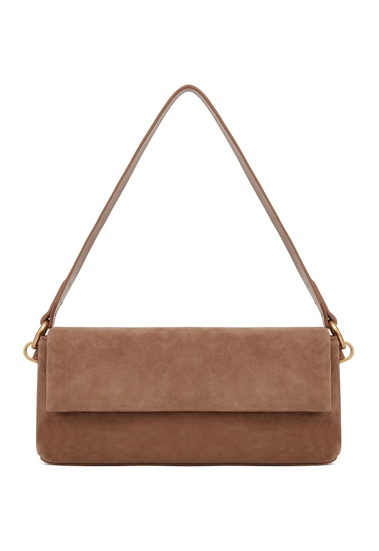 Geanta crossbody de piele, Maro camel