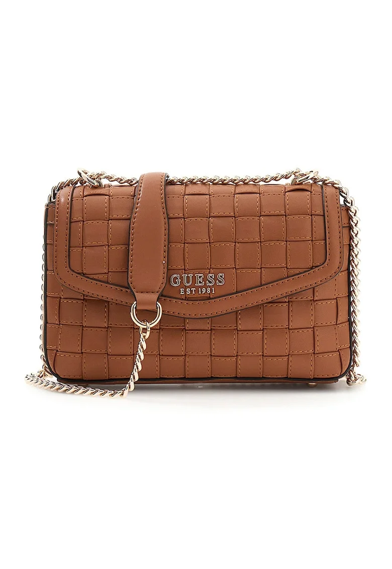 Geanta crossbody de piele ecologica cu clapa Sandy, Maro cognac