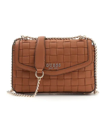 Geanta crossbody de piele ecologica cu clapa Sandy, Maro cognac