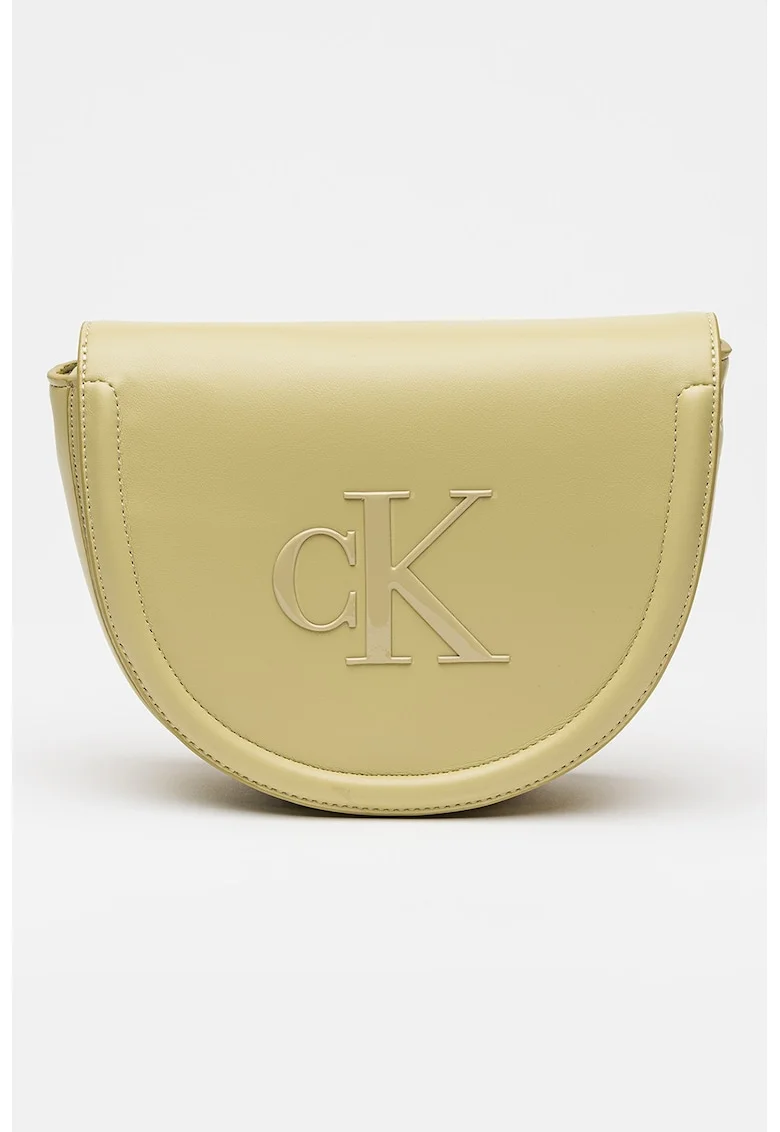 Geanta crossbody de piele ecologica cu clapa, Verde sparanghel