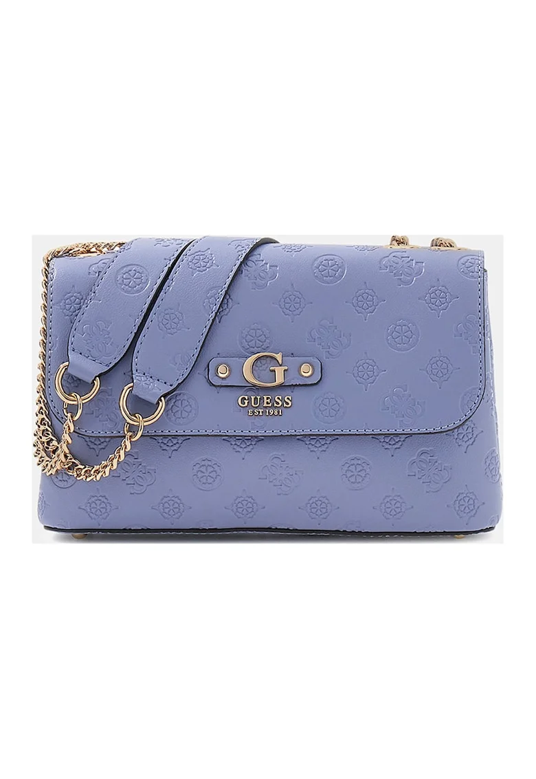 Geanta crossbody din piele ecologica cu monograma Dita, Albastru azur