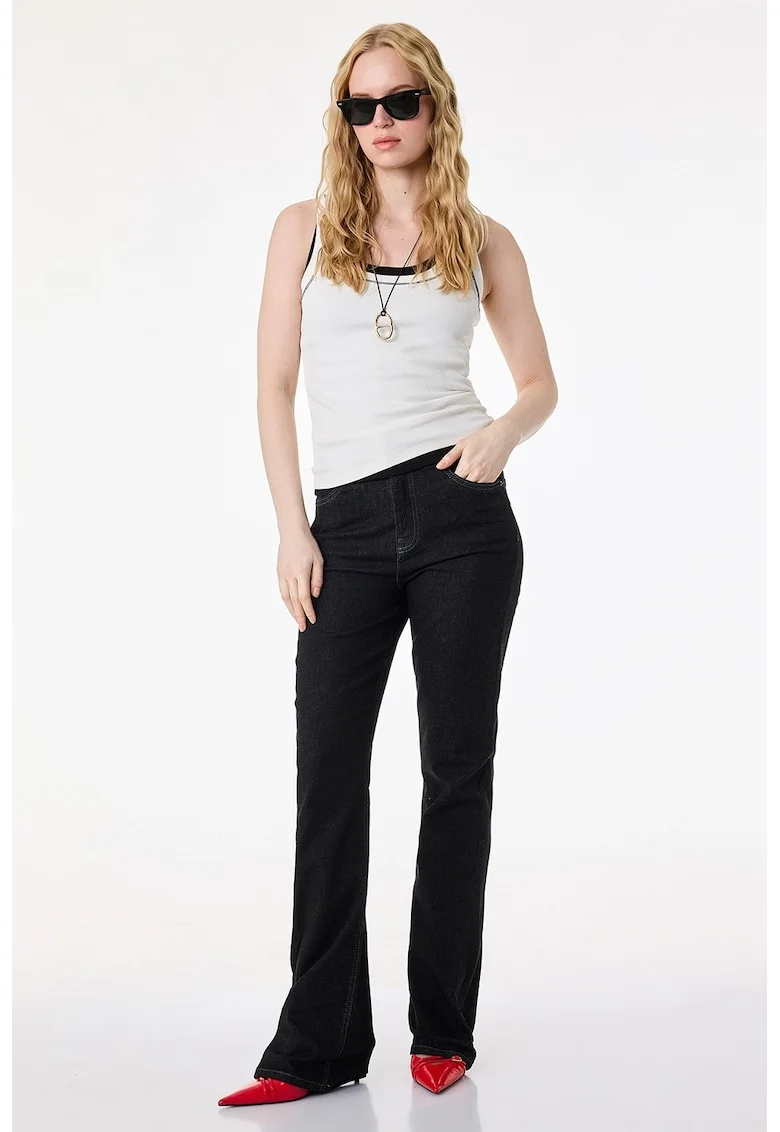 Blugi bootcut cu talie inalta, Negru