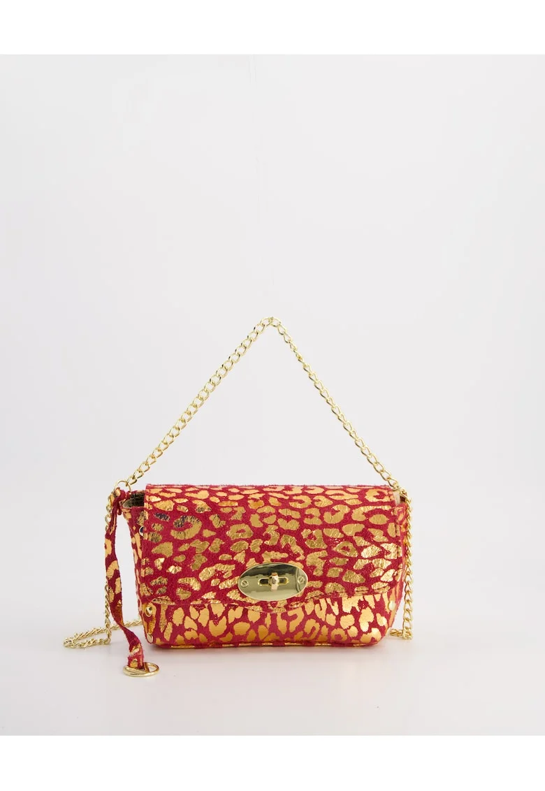 Geanta crossbody din piele intoarsa cu animal print