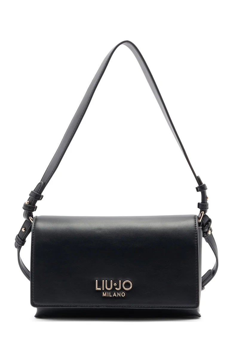 Geanta crossbody cu aplicatie loo metalica, Negru