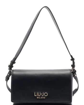 Geanta crossbody cu aplicatie loo metalica, Negru