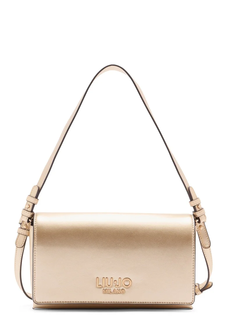 Geanta crossbody cu aplicatie loo metalica, Auriu