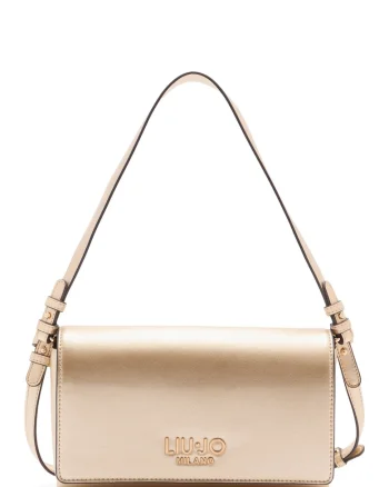 Geanta crossbody cu aplicatie loo metalica, Auriu