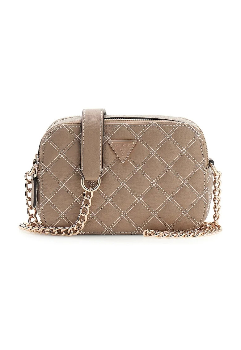 Geanta crossbody din piele ecologica cu cusaturi contrastante Giully, Bej