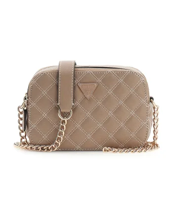 Geanta crossbody din piele ecologica cu cusaturi contrastante Giully, Bej