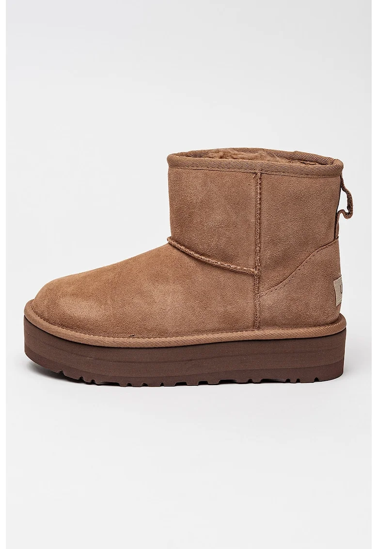 Ghete slip-on din piele intoarsa Classic Mini, Maro taupe