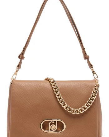 Geanta crossbody de piele ecologica cu bareta ajustabila, Maro deschis