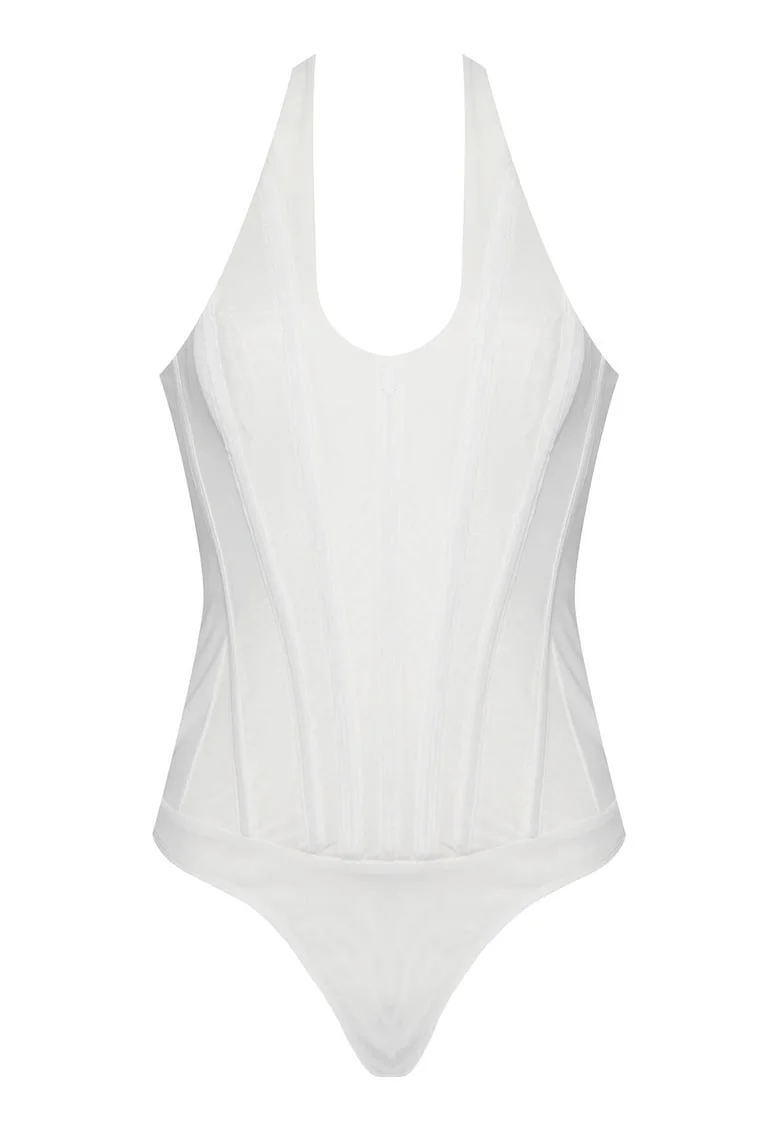 Body dama  alb, elastic