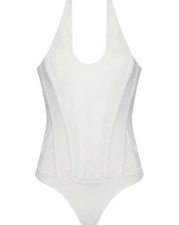 Body dama  alb, elastic