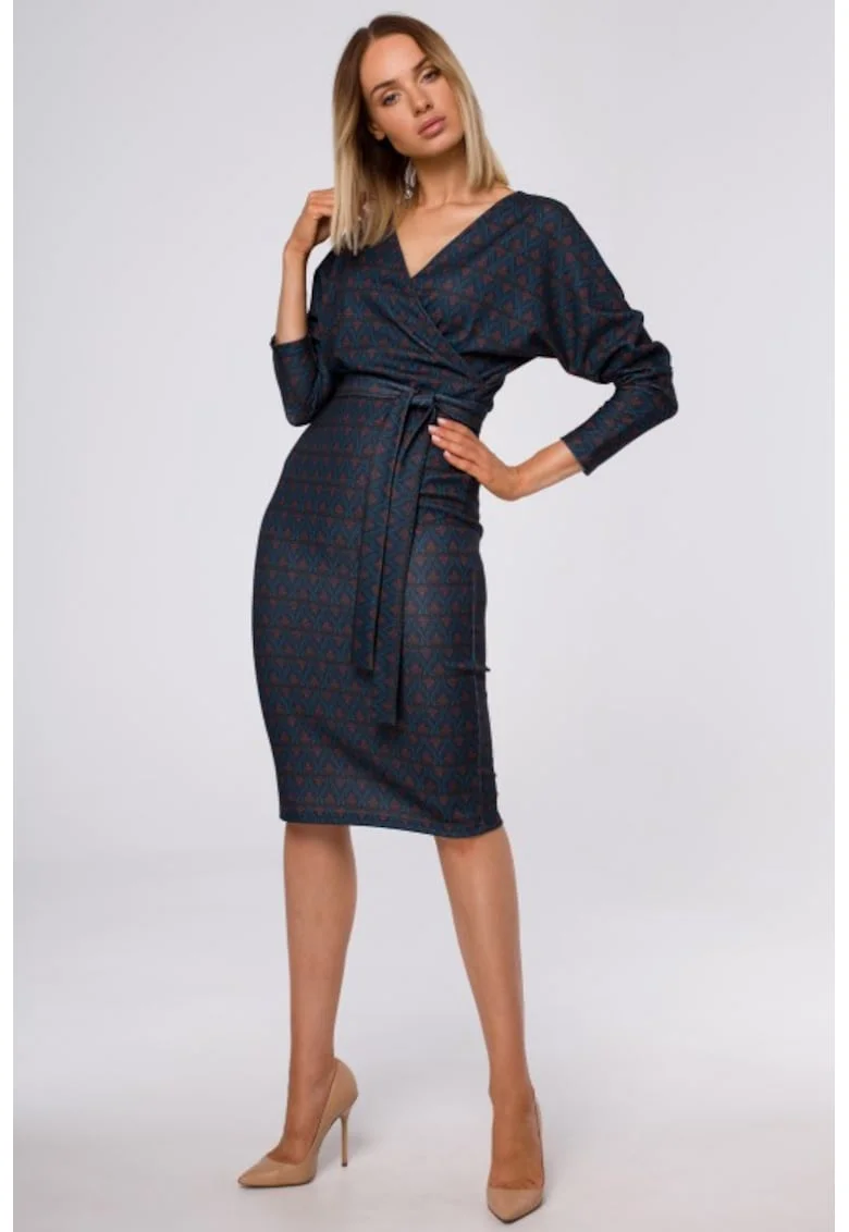 Rochie bodycon midi imprimata,, Negru